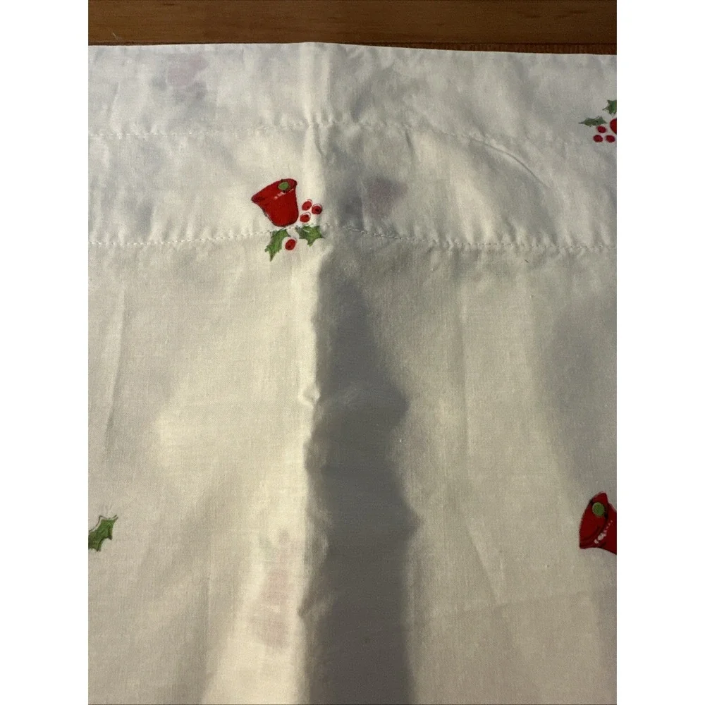 Vtg Rare Set Of 4 Christmmas Bells & Holly Rod Panel Curtains 26